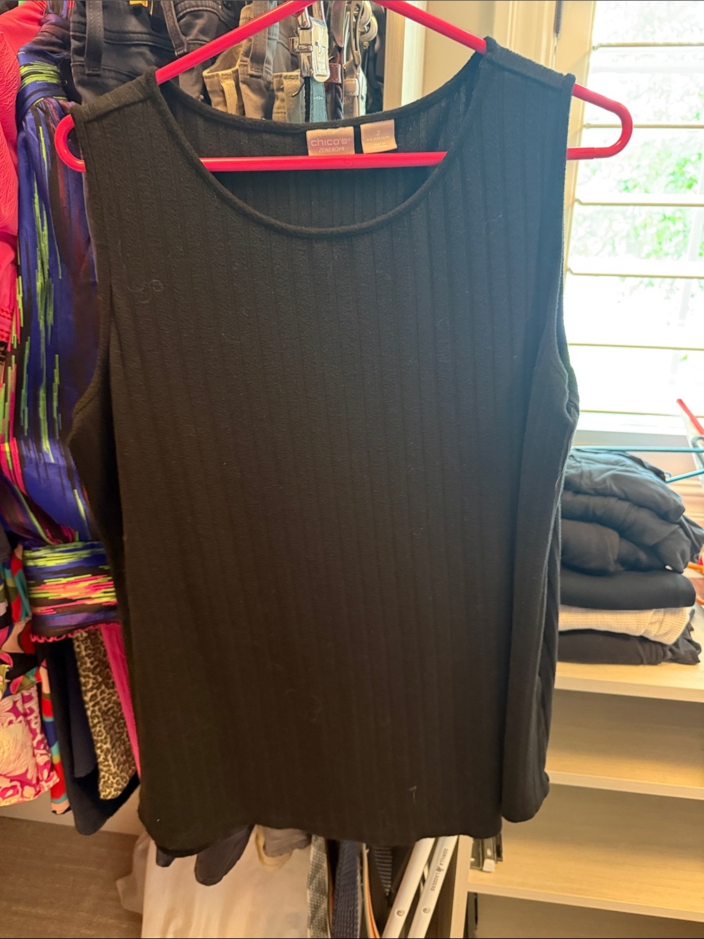Chico's Black Ribbed Tank Top